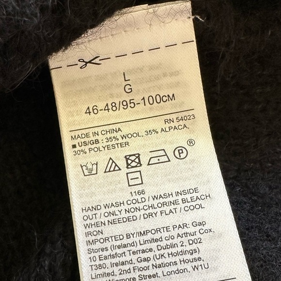 Banana Republic size Large Black Relaxed Balloon Sleeve Sweater Wool Alpaca - Picture 6 of 7